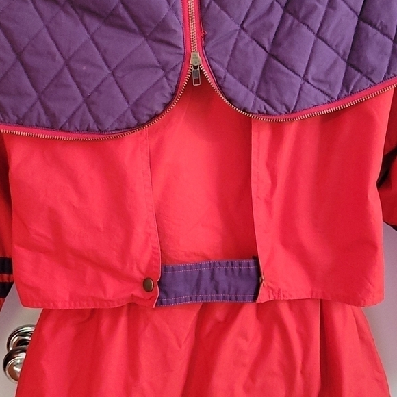 VTG MIXED BLUES 1980s Colorblock Double Breasted Hooded Winter Ski Coat - Picture 3 of 13